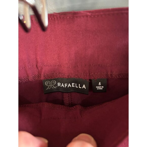 NEW Rafaella Windsor Wine Stretch Pants Size 4 Slim Fit Flat Front Mid-Rise New - Picture 2 of 4